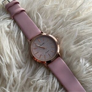 pink rose gold glitter watch